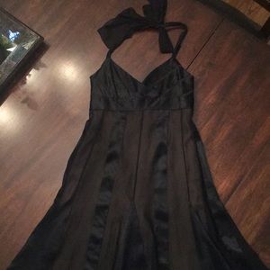 BCBG black halter satin dress 2